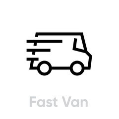 Fast Van Delivery Truck icon. Editable line vector.