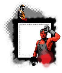 Industrial worker. Vector design template. The smith.