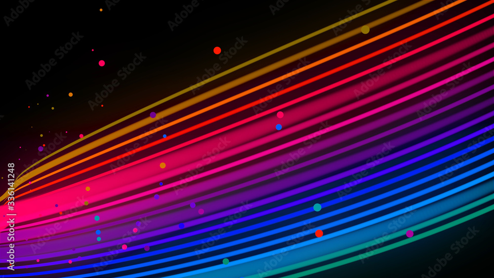 Aufkleber rainbow color neon curved lines form ribbon. 3d abstract creative background like glow ribbon with p