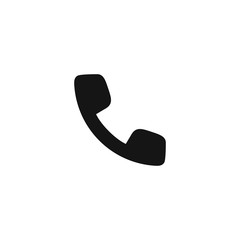 Phone or contact simple black isolated vector icon. Telephone glyph symbol.