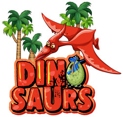 Font design for word dinosaur with pteranodon flying © GraphicsRF
