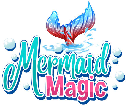 Font design for word mermaid magic on white background