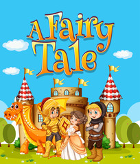 Font design for word a fairy tale with knights and princess