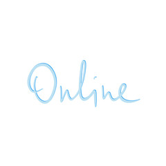 Vector lettering - Online, isolated on white background. Elegant illustration in modern style.