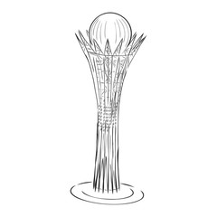 Astana's architectural landmarks , vector sketch illustration, Alma-ata, Astana