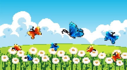 Obraz na płótnie Canvas Nature scene background with butterflies flying in garden