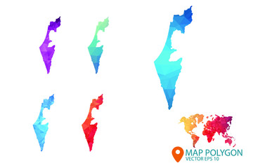 Obraz premium Israel Map - Set of geometric rumpled triangular low poly style gradient graphic background , Map world polygonal design for your . Vector illustration eps 10.
