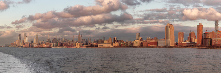 View on Manhattan, New York at sunset