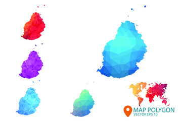 Mauritius Map - Set of geometric rumpled triangular low poly style gradient graphic background , Map world polygonal design for your . Vector illustration eps 10.