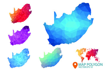 South Africa Map - Set of geometric rumpled triangular low poly style gradient graphic background , Map world polygonal design for your . Vector illustration eps 10.