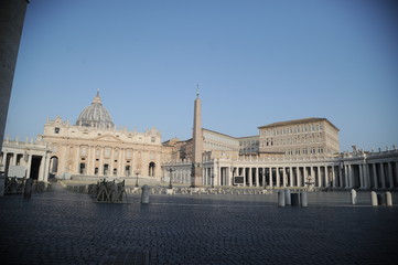 Rome, Italy-29 Mar 2020: Popular tourist spot Saint Peter is empty following the coronavirus confinement measures put in place by the governement, Rome, Italy