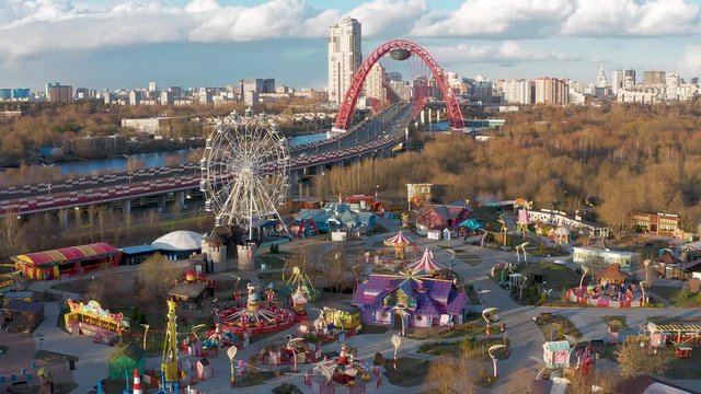 Entertainment park in Moscow is closed for quarantine Aerial