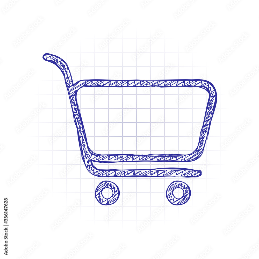 Aufkleber shopping cart icon. simple linear icon with thin outline. hand drawn sketched picture with scribble 