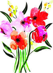 Watercolor Spring Floral Element