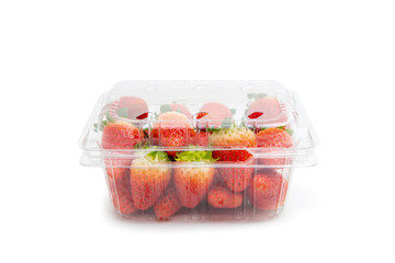 strawberry packaging isolated on white background.