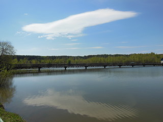 flying over the lake