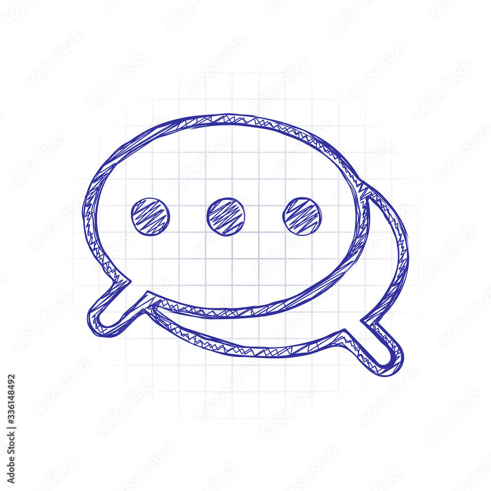 Aufkleber simple chat. couple of text clouds. linear icon with thin outline. hand drawn sketched picture with 