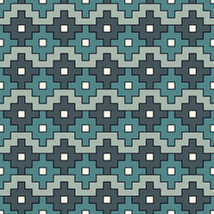 Chakana inca crosses seamless pattern. Ethnic embroidery print. Ornamental folk wallpaper. Native american ornament