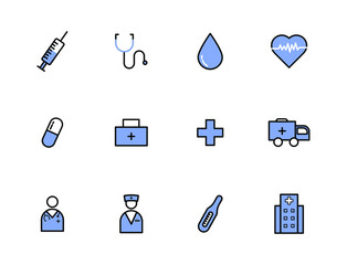 Medical line icons. Stroke vector elements for trendy and modern design. Vector line icons isolated on a white background. Vector illustration.
