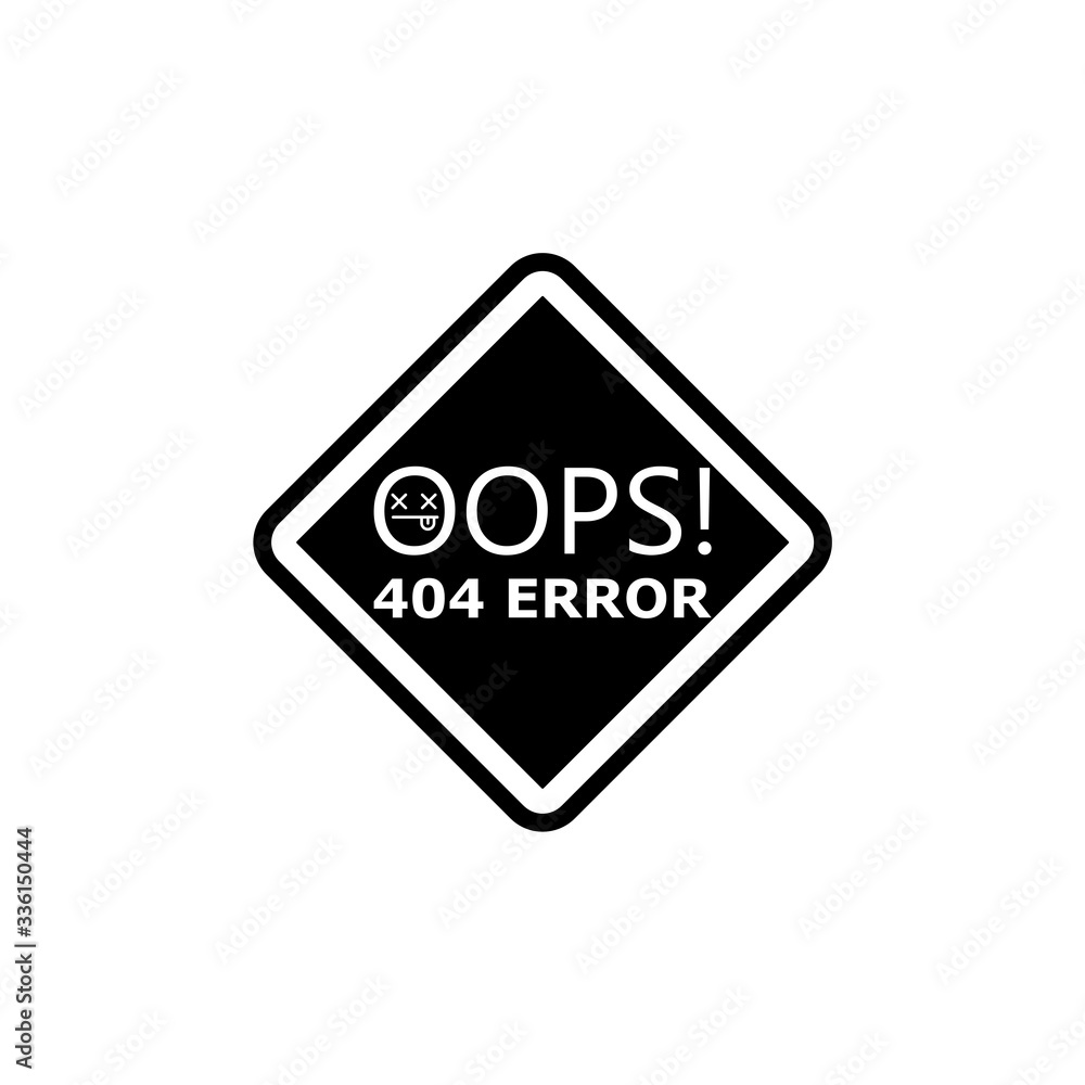Poster error 404 icon in trendy design style. error 404 icon isolated on white background