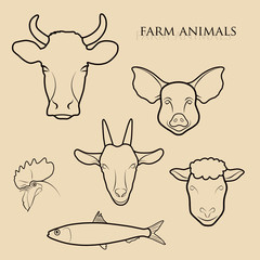 Farm Animals Drawing With Lines
