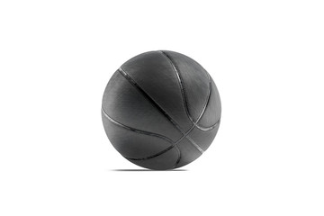Blank black rubber basketball ball mock up, half-turned view