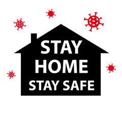 Stay at home slogan. Handwritten lettering. Protection campaign or measure from coronavirus, COVID-19. Stay home quote text, hash tag or hashtag. Coronavirus, COVID 19 protection logo.