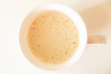 Glass Cup Of Coffee. Closeup Coffee With Milk. Cappuccino. Coffee foam