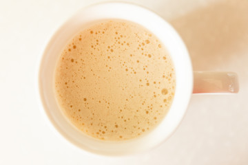 Glass Cup Of Coffee. Closeup Coffee With Milk. Cappuccino. Coffee foam
