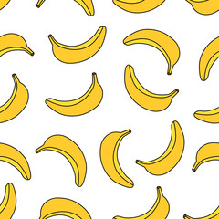 Fototapeta na wymiar Seamless banana pattern design in vector. Banana background. Tropical fruit pattern.
