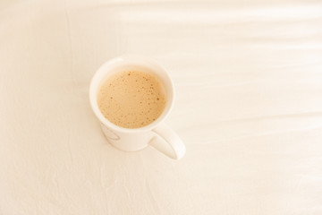 Glass Cup Of Coffee. Closeup Coffee With Milk. Cappuccino. Coffee foam