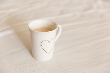 Glass Cup Of Coffee. Closeup Coffee With Milk. Cappuccino. Coffee foam