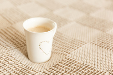 Glass Cup Of Coffee. Closeup Coffee With Milk. Cappuccino. Coffee foam