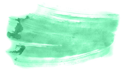 Abstract watercolor background hand-drawn on paper. Volumetric smoke elements. Green color. For design, web, card, text, decoration, surfaces.