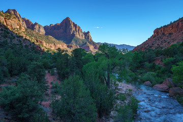 the watchman from parus trail in zion national park, usa