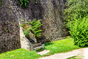 Steinau an der Strasse, birthplace of the Brothers Grimm, Germany - Gigantic medieval wall of the...