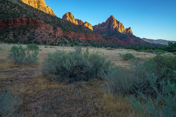the watchman from parus trail in zion national park, usa