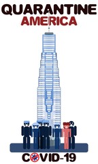 skyscraper of freedom and people. quarantine flat