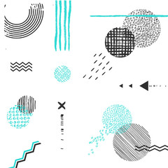 Beautiful vector black white background. Gand Drawn sketch Lines, dots, textures