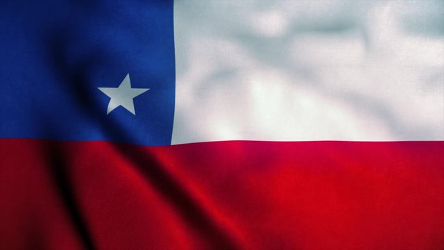 Chile flag waving in the wind. National flag of Chile. Sign of Chile seamless loop animation. 4K