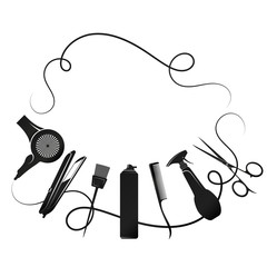Silhouette for beauty salon and hairdresser with stylist tool