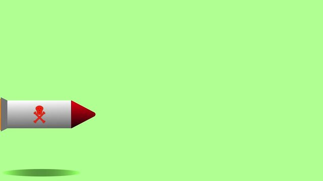 flying rocket 2d animation in green screen