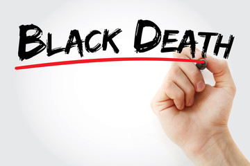 Black death text with marker, concept background