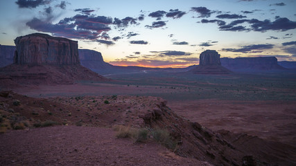 sunset at artists point in monument valley, usa