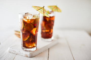 Glasses of iced tea.