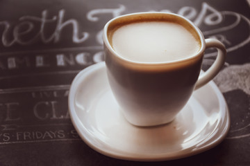 morning mug of aromatic coffee
