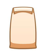 Beige paper lunch bag isolated illustration on white background