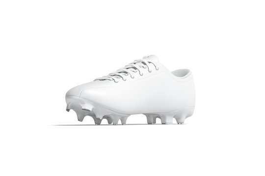 Blank White Soccer Boot With Rubber Cleats Mock Up, Isolated