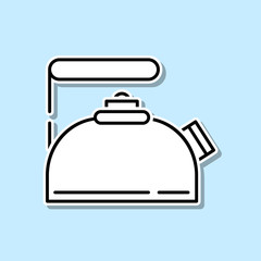 Tea kettle sticker icon. Simple thin line, outline vector of kitchen icons for ui and ux, website or mobile application
