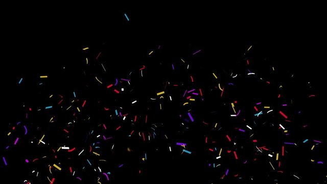 Realistic Multicolored Confetti Gunshot Popper Explosions Shooting Falling Green Screen Alpha Animation Background. Wedding, Birthday, Celebration, Carnival, Party or Holiday.4k